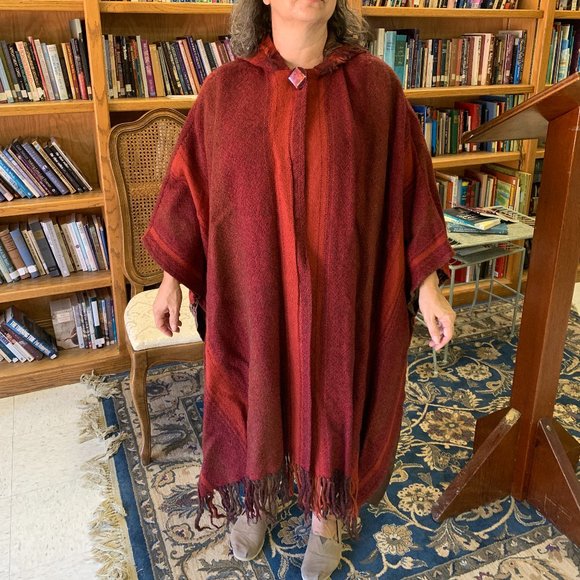 Vtg One of a Kind handwoven Fibers for All Seasons hooded blanket poncho, Zoller - Picture 1 of 15